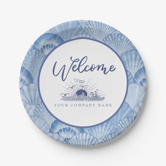 Plato De Papel Placas de papel de Personalizado de conchas azules (Anverso)