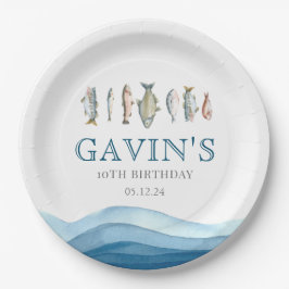 Plato De Papel Placas de papel de pescado, decoraciones de cumple