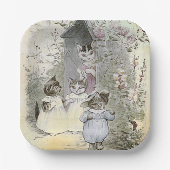 Plato De Papel Placas de papel de Peter Rabbit (gatos) (Anverso)