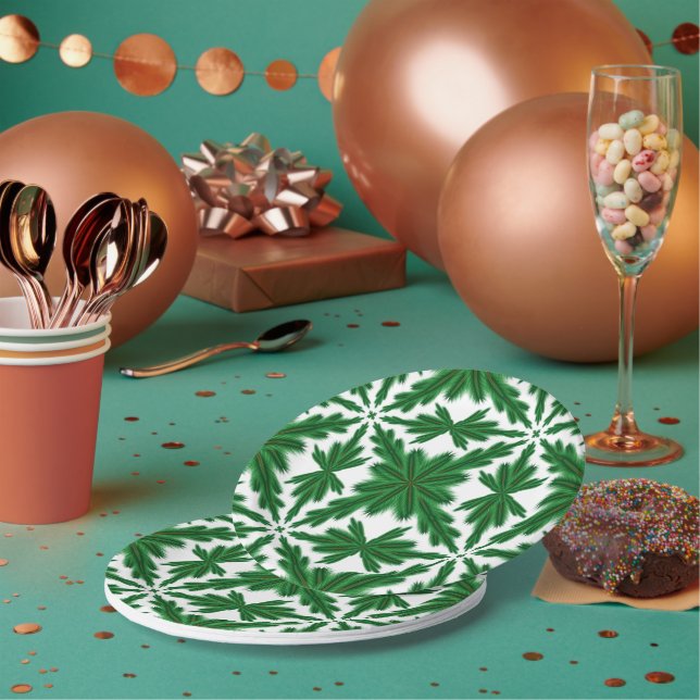 Plato De Papel Placas de papel de Pine Mandala 7" (Multi)