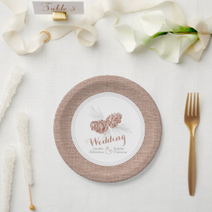 Plato De Papel Placas de papel de pintura de pino de invierno mar