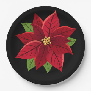 Plato De Papel Placas de papel de Poinsettia para navidades