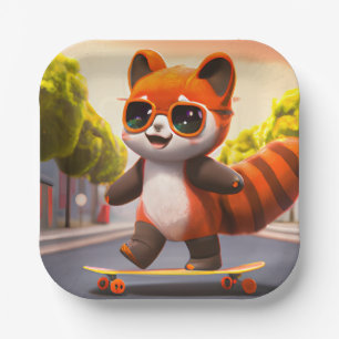 Plato De Papel Placas de papel de Red Panda Rides