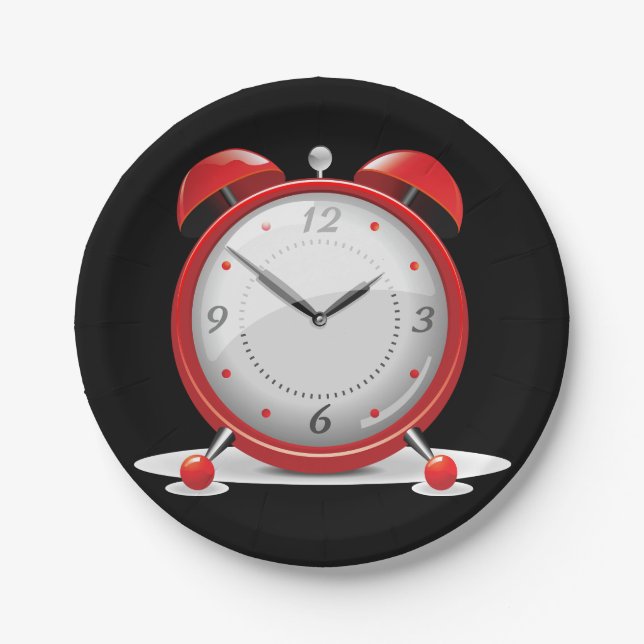 Plato De Papel Placas de papel de reloj de alarma roja (Anverso)
