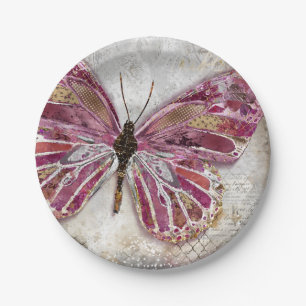 Plato De Papel Placas de papel de ruborización de la mariposa
