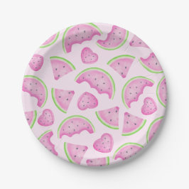 Plato De Papel Placas de papel de sandía rosa - Fruta de verano