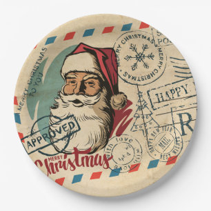 Plato De Papel Placas de papel de Santa Claus antiguas