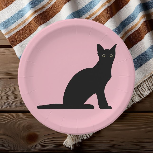 Plato De Papel Placas de papel de silueta de gato (Subido por el creador)