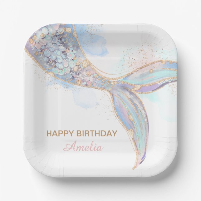 Plato De Papel Placas de papel de sirena (Anverso)