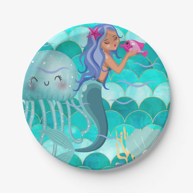 Plato De Papel Placas de papel de sirena (Anverso)