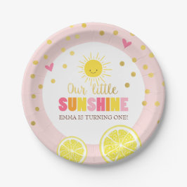 Plato De Papel Placas de papel de sol Cumpleaños Lemonade Pink
