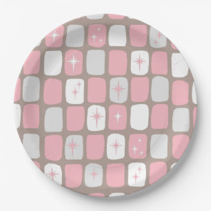 Plato De Papel Placas de papel de Starburts rosados retro