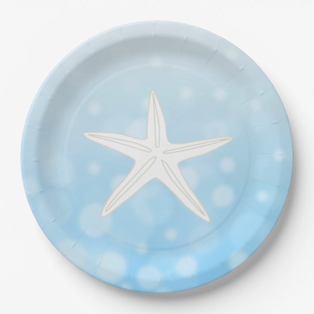 Plato De Papel Placas de papel de Starfish con temática Blue Beac (Anverso)
