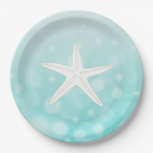 Plato De Papel Placas de papel de Starfish con temática playera v