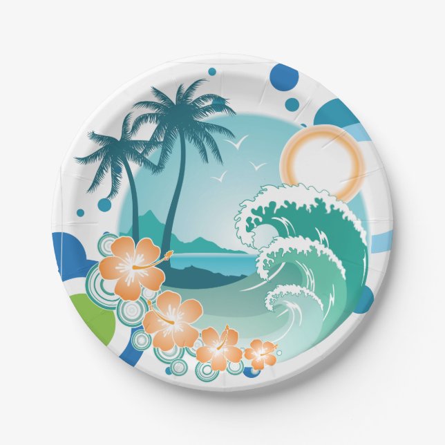 Plato De Papel Placas de papel de Surf Island (Anverso)