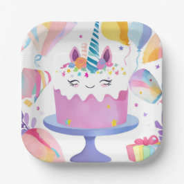 Plato De Papel Placas de papel de tarta de unicornio