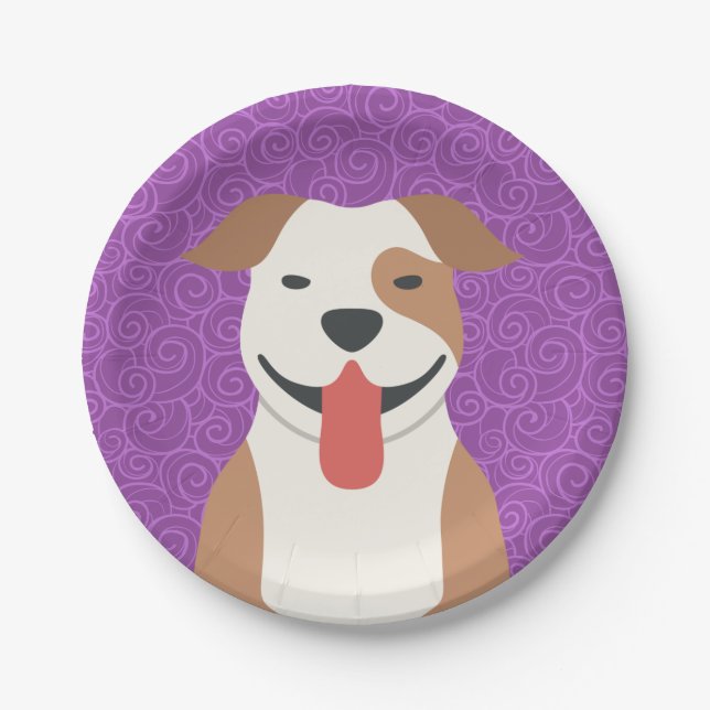 Plato De Papel Placas de papel de Terrier de pitbull (Anverso)
