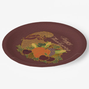 Plato De Papel Placas de papel de Thanksgiving Cornucopia
