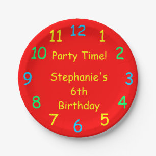 Plato De Papel Placas de papel de tiempo para fiestas, sexto cump