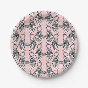 Plato De Papel Placas de papel de tigre blanco