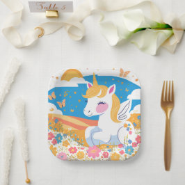 Plato De Papel Placas de papel de unicornio
