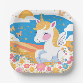Plato De Papel Placas de papel de unicornio
