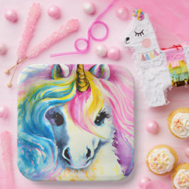 Plato De Papel Placas de papel de unicornio