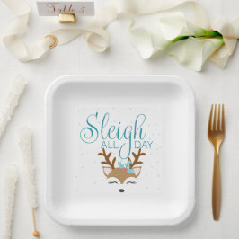 Plato De Papel Placas de papel de vacaciones de Sleigh All Day