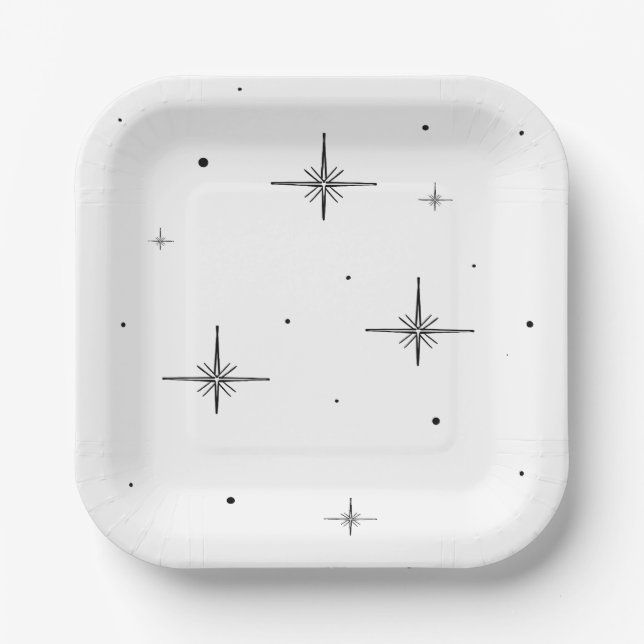 Plato De Papel Placas de papel de vacaciones estrelladas - Vajill (Anverso)