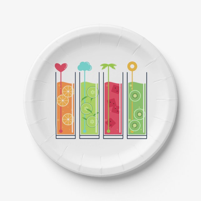 Plato De Papel Placas de papel de verano de jugos (Anverso)