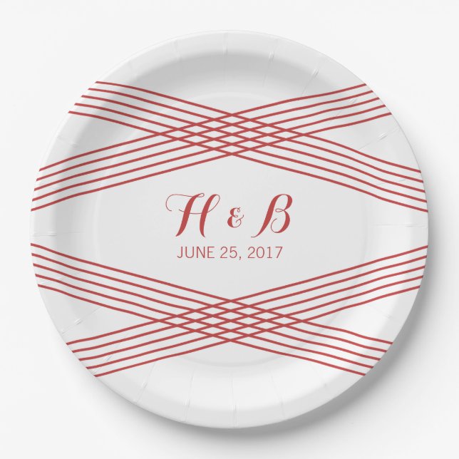 Plato De Papel Placas de papel Deco Rojo Moderno (Anverso)