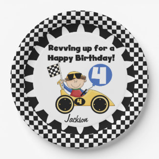 Plato De Papel Placas de papel del 4to cumpleaños del coche de