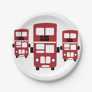 Plato De Papel Placas de papel del autobús rojo del autobús de