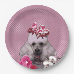 Plato De Papel Placas de papel del caniche rosado 9"