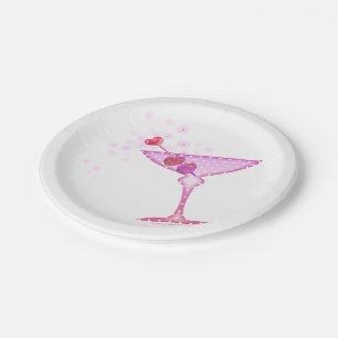 PLATO DE PAPEL PLACAS DE PAPEL DEL CÓCTEL - VIDRIO ROSADO DE