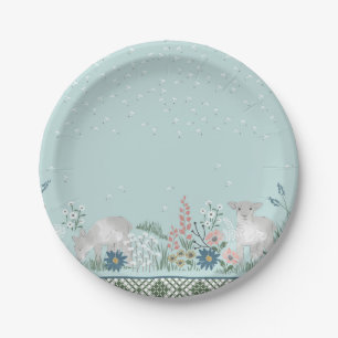 Plato De Papel Placas de papel del cordero azul del arbolado 7"