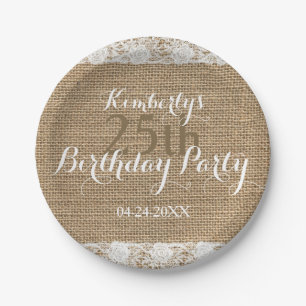 Plato De Papel Placas de papel del cordón cumpleaños romántico