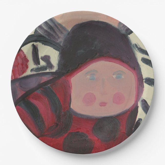 Plato De Papel Placas de papel del cumpleaños de la mariquita (Anverso)