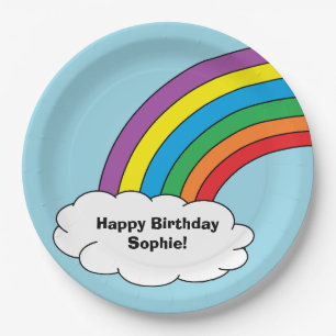 Plato De Papel "Placas de papel del cumpleaños del arco iris"