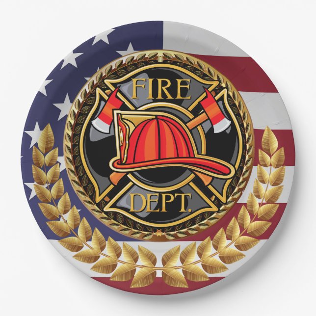 Plato De Papel Placas de papel del Departamento de Bomberos (Anverso)
