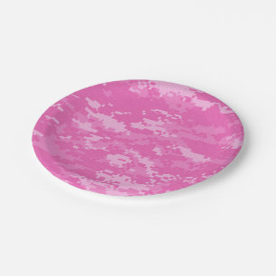 Plato De Papel Placas de papel del EJÉRCITO del camuflaje rosado