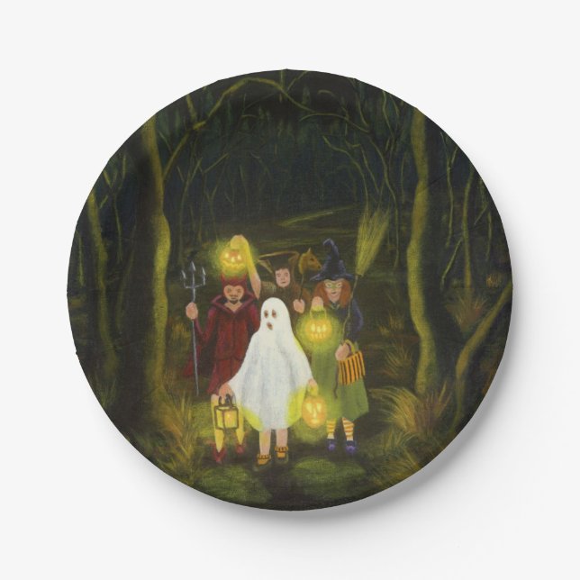 Plato De Papel Placas de papel del fiesta de Halloween (Anverso)