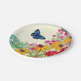 Plato De Papel Placas de papel del jardín floral de la mariposa