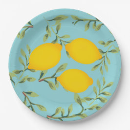 Plato De Papel Placas de papel del limón de la fiesta de jardín