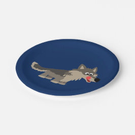Plato De Papel Placas de papel del lobo hambriento lindo del