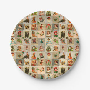 Plato De Papel Placas de papel del navidad del vintage 7"