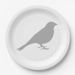 Plato De Papel Placas de papel del pájaro gris