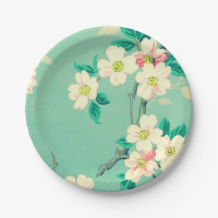 Plato De Papel Placas de papel del papel pintado del dogwood del