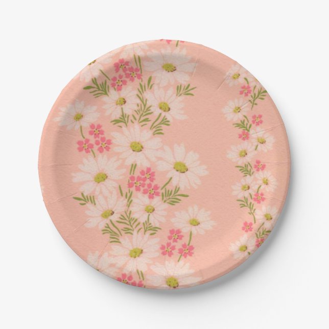 Plato De Papel Placas de papel del papel pintado rosado del (Anverso)