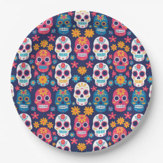 Plato De Papel Placas de papel del patrón de Halloween de Dia de